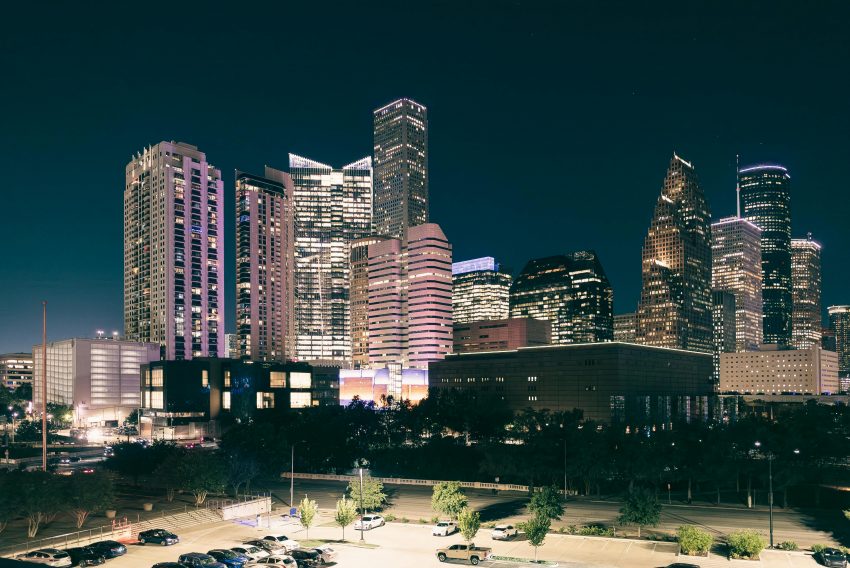 houston city skyline at night